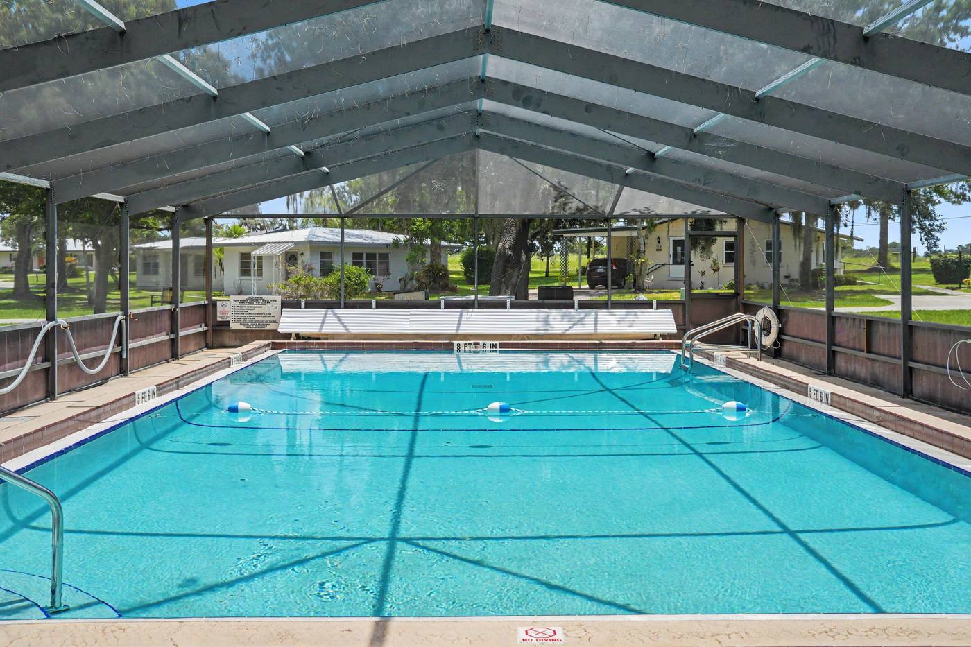 The screened swimming pool
